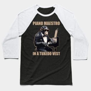 Chimpanzee Chimp Piano Maestro In A Tuxedo Vest Funny Baseball T-Shirt